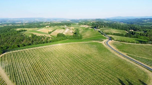 Tuscany countryside hills, stunning aerial view in spring - Photo, Image