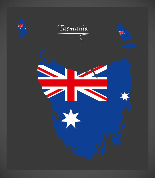 Tasmania map with Australian national flag illustration - Vector, Image