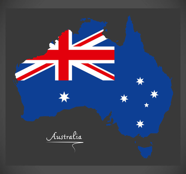 Αυστραλία Χάρτης με αυστραλιανή εθνική σημαία εικονογράφηση - Διάνυσμα, εικόνα
