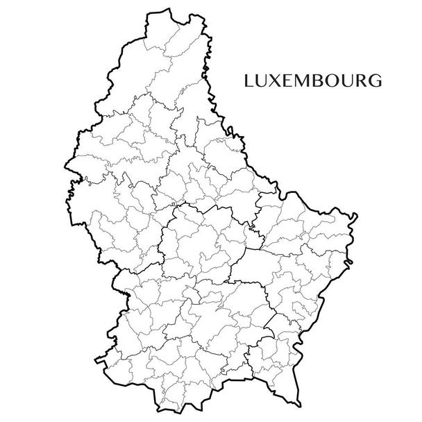 Szczegółowa mapa Wielkie Księstwo Luksemburga z granicami dawnych powiatów, gmin, podokręgów i kraju. Ilustracja wektorowa - Wektor, obraz