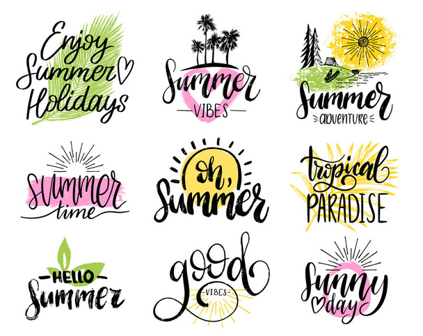 Set of handwritten summer phrases - Vector, afbeelding