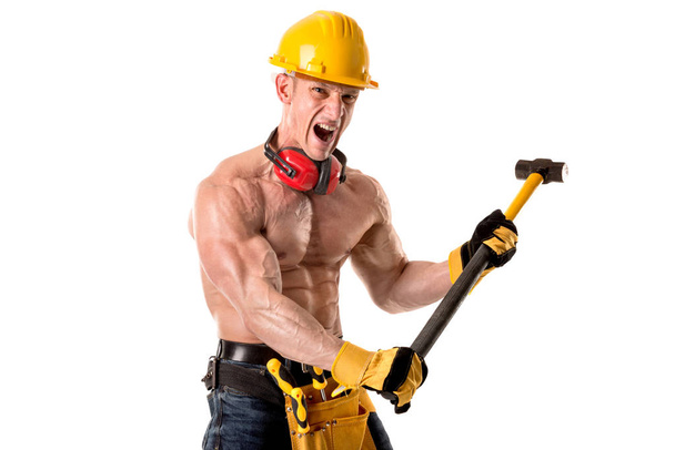 Güçlü inşaat işçisi - Fotoğraf, Görsel