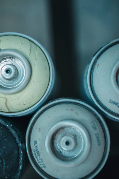 used cans of aerosol paint - Photo, Image