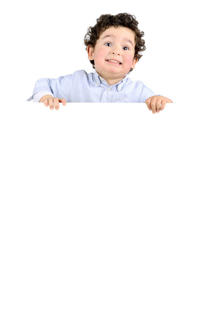 Boy posing with a white board - Foto, Imagem