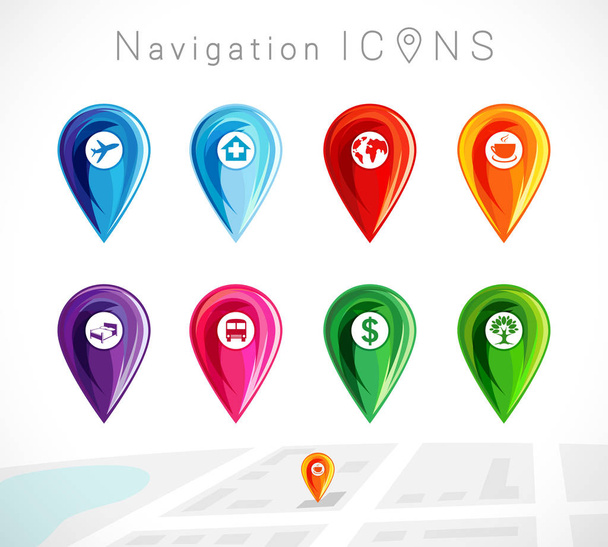 Mapa barevné ikony ukazatele - Vektor, obrázek