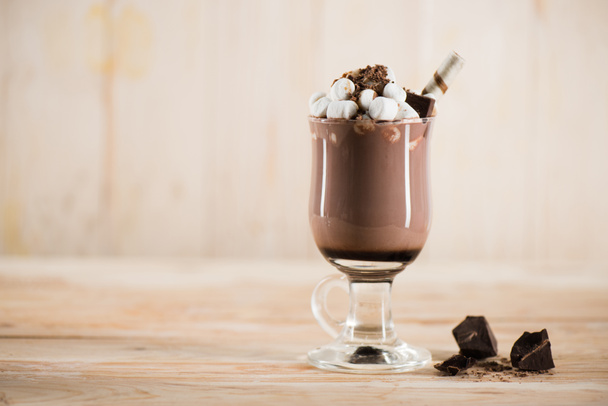 chocolate milkshake with marshmallows  - Photo, Image