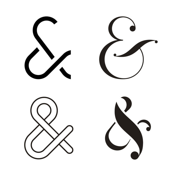 Ampersand icon set, line art - Vector, Image