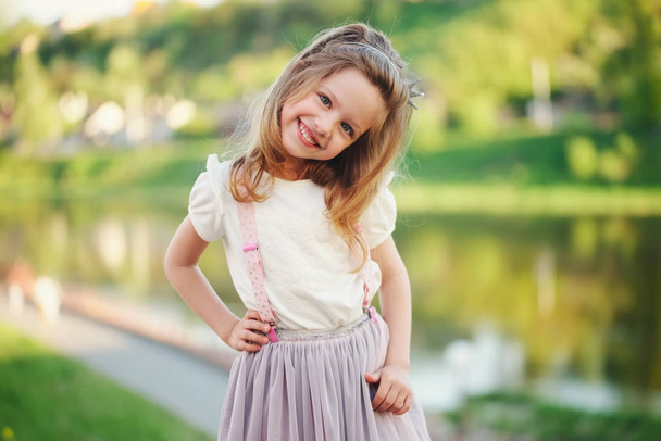 cute little girl in summer park - 写真・画像