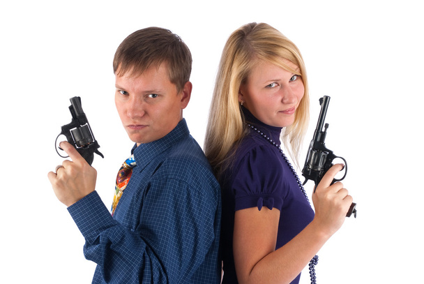 Man and woman with guns - Foto, Imagen