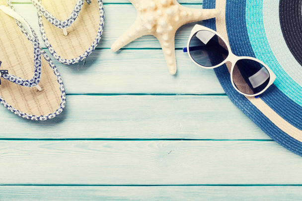 Flip flops, sunglasses and starfish - Фото, зображення