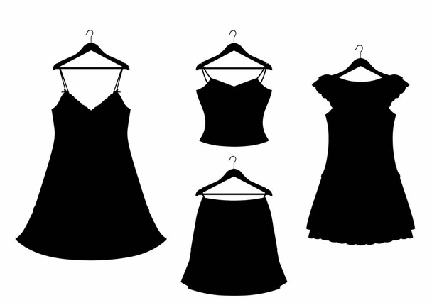 Shadow  four clothes on hangers - Vector, Image