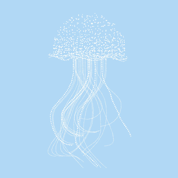 Concept abstract jellyfish vector illustration. Elegant dot-style pale color light image for marine inspired design - Vector, Imagen