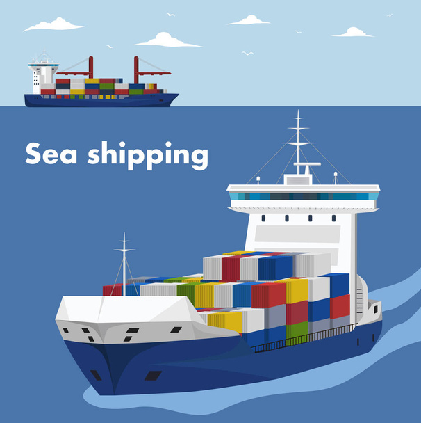 Commercial sea shipping banner template - Vector, Image