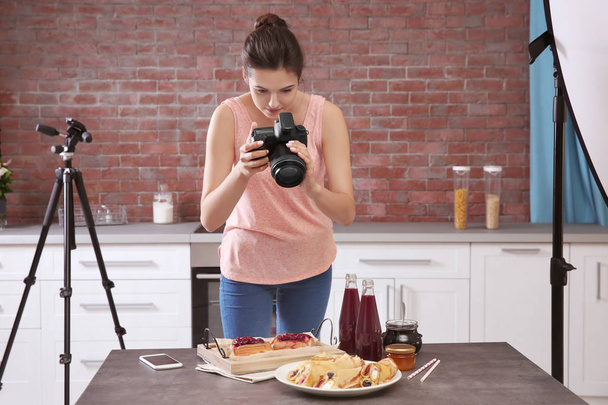 woman photographing food - Photo, Image