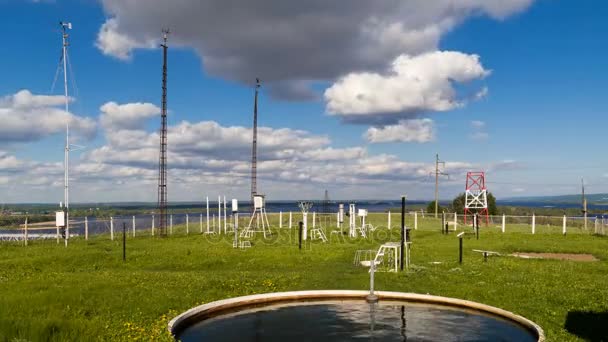 Приборы для измерения скорости ветра, осадки на метеостанции в летний день. Timelapse
 - Кадры, видео