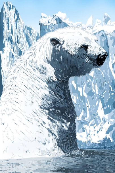 illustration with scene polar bear - Photo, Image