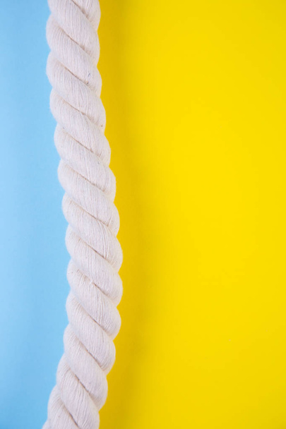 Sea rope on colored backgrounds with negative space. Summer back - Photo, Image