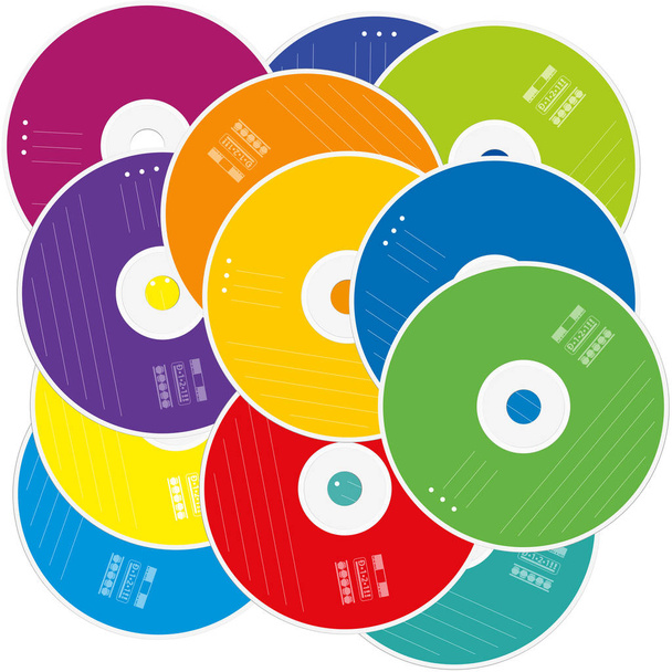 Etiquetas coloridas da pilha do CD
 - Vetor, Imagem