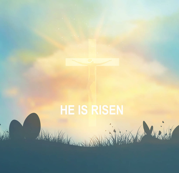 Easter Background With Jesus And Cross  - Vector, Image