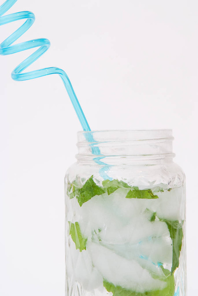 Mojito cocktail freshly made in a retro style glass jar - Photo, Image