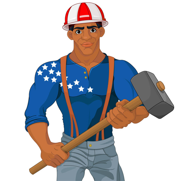 Trabalhador da construção alegre
 - Vetor, Imagem