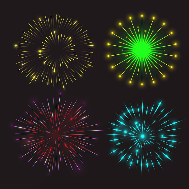 Set van feestelijke vuurwerk - Vector, afbeelding