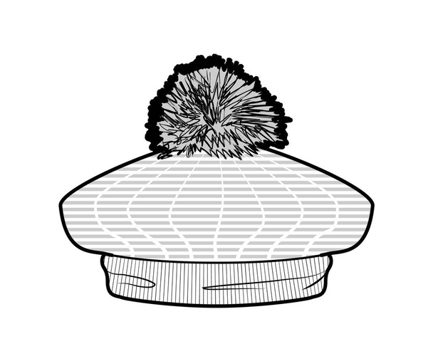 Gebreide baret met pom-pom - Vector, afbeelding