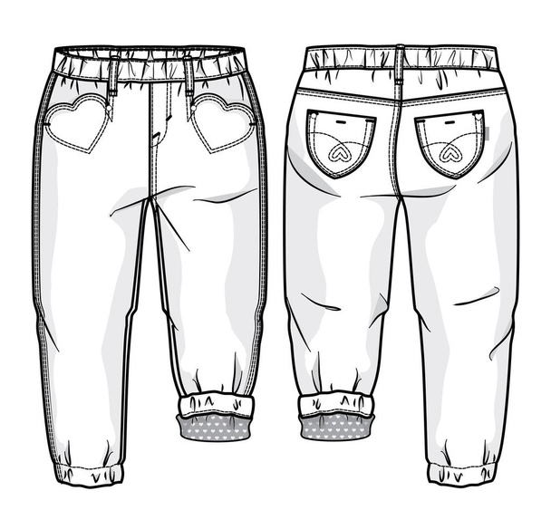 Pants with front pockets in a shape of heart - Vector, Image