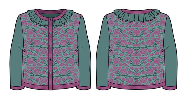 Cardigan tricoté jacquard
 - Vecteur, image