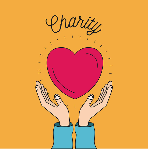 kleur afbeelding achtergrond handen met zwevende hartsymbool liefdadigheid - Vector, afbeelding