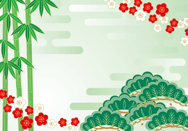 Пайн-бамбук Слива японському стилі - Вектор, зображення
