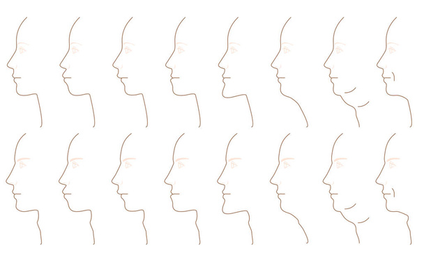 szczęki profil kształtu twarzy - Wektor, obraz