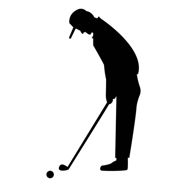 Golfista černé barvy ikony . - Vektor, obrázek