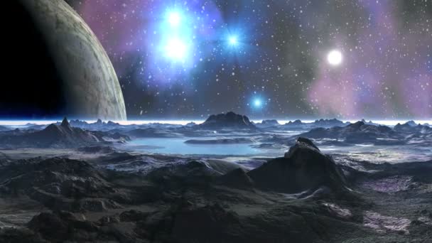Величезний місяця в небі чужій планеті - Кадри, відео