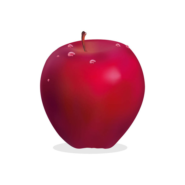 Красное яблоко с каплей воды
 - Вектор,изображение