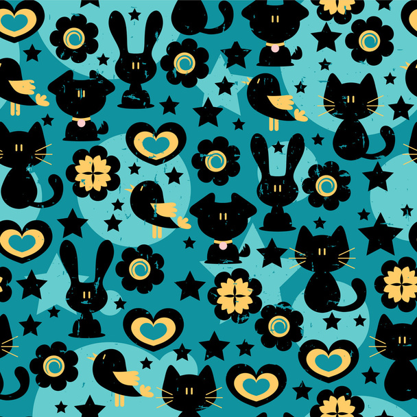 Seamless pattern with cute animals - ベクター画像
