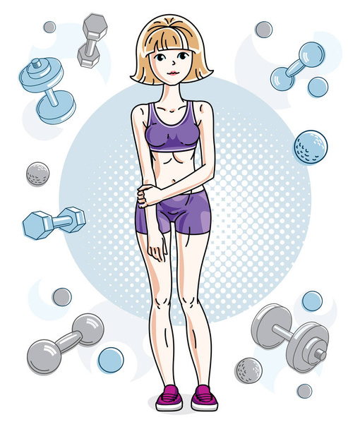 Young beautiful blonde athletic woman  - Vector, imagen