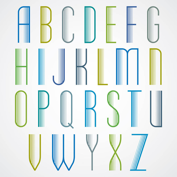  striped tall colorful font - Вектор,изображение