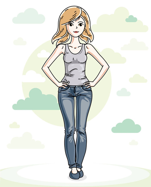 young blonde woman - Vector, Image