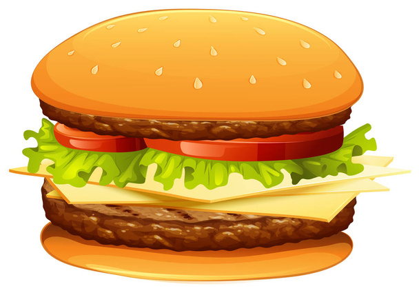 гамбургер с мясом и сыром
 - Вектор,изображение