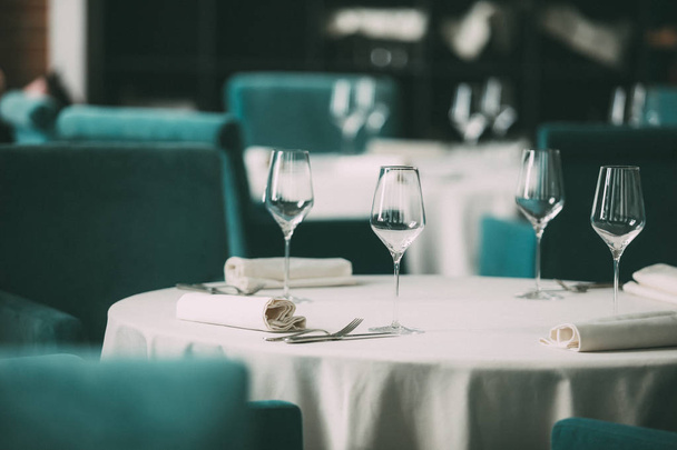 Catering services. Empty glasses set in restaurant - Valokuva, kuva