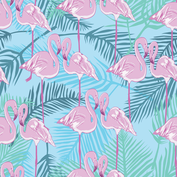 Flamingo pattern, vector, illustration - Vector, Imagen
