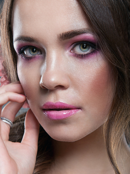 Portrait of beautiful woman model with professional makeup - Zdjęcie, obraz