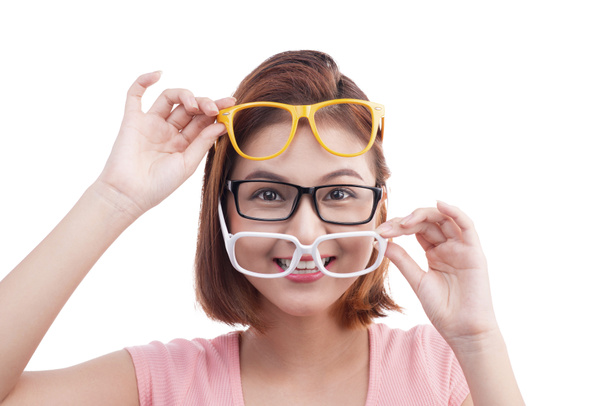 Frau mit unterschiedlicher Brille - Foto, Bild