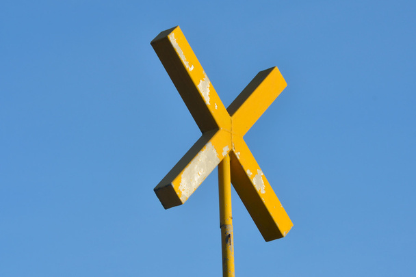 Yellow Cross with Blue sky background - Foto, immagini