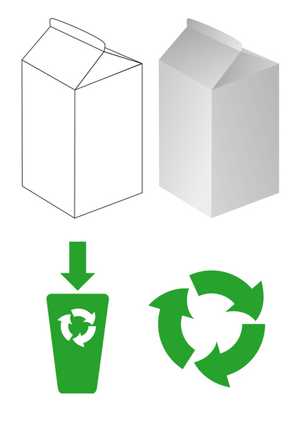 Caixas de leite com símbolos ecológicos
 - Vetor, Imagem