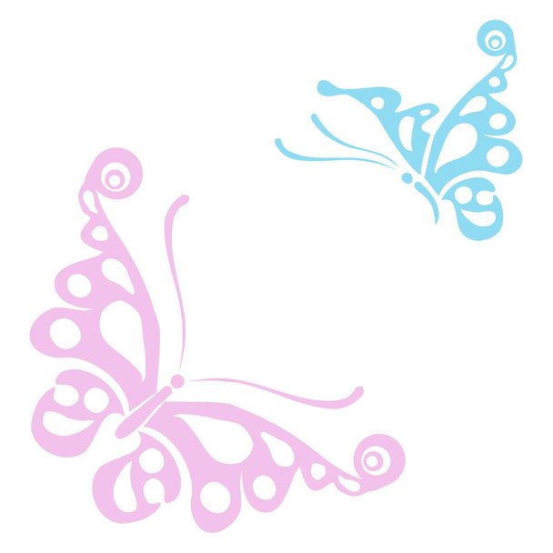 Butterflies silhouettes isolated on white background. Easy to edit, individual objects - Vector, Image