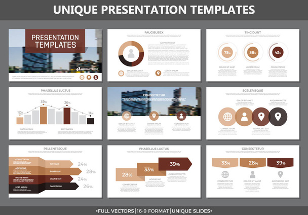 Set of colored elements for multipurpose presentation template slides with graphs and charts. Leaflet, corporate report, marketing, advertising, annual report, book cover design. - Vector, Image