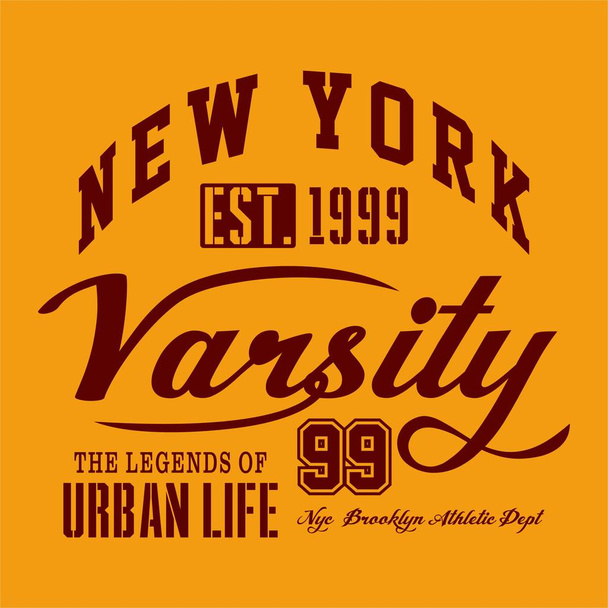 Σχεδιασμός Νέας Υόρκης varsity - Διάνυσμα, εικόνα