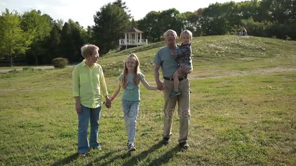 公園でレジャーを楽しんで子供たちと陽気な家族 - 映像、動画